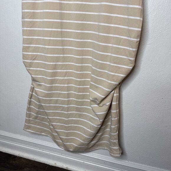 New Old‎ Navy Maternity Striped Beige White Midi Bodycon Dress Women’s XXL - Picture 4 of 7